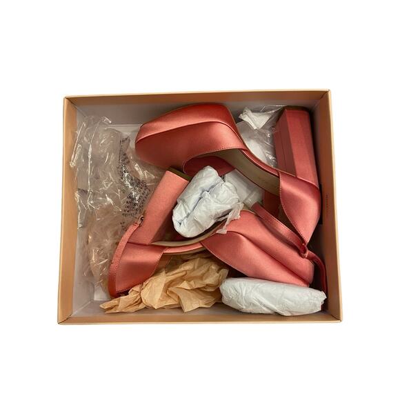 Loeffler Randall Selina Satin Closed Toe Ankle Strap Platforms Bubblegum Size 7B - Picture 11 of 12